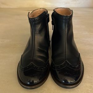 Jacadi Black Patent Leather Brogue Ankle Boots for Kids